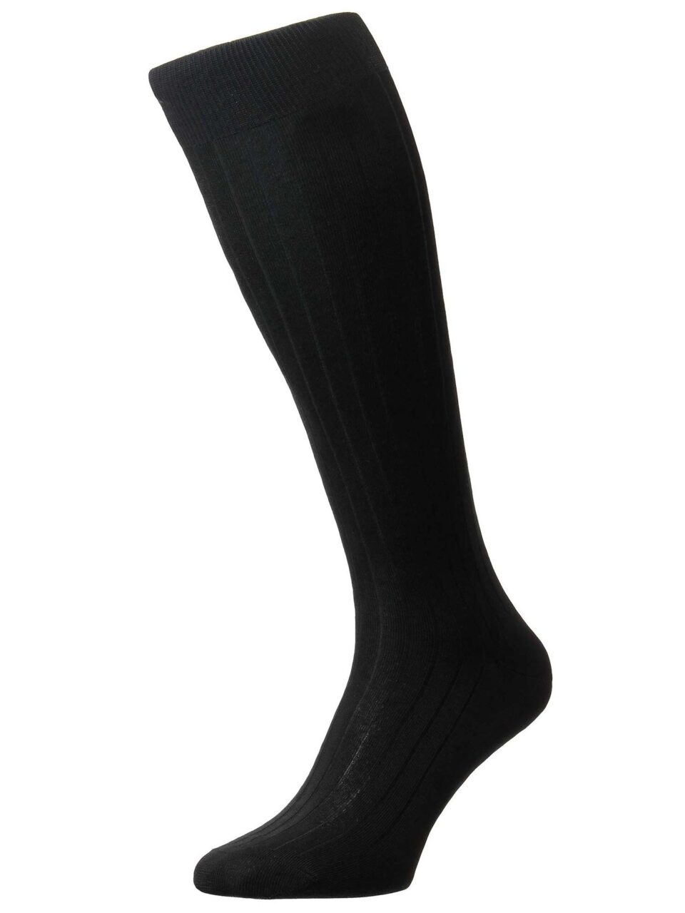 (product) Pantherella Asberley Over-the-Calf Formal Silk Socks - Black - custom suits nyc bespoke tailor midtown, noho