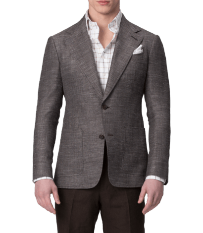 (product) Brown Textured Hopsack Bespoke Sport Coat - custom suits nyc bespoke tailor midtown, noho