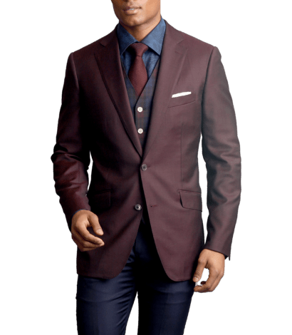 Maroon Sharkskin, two-button wool, made-to-measure Sport Coat - custom suits nyc bespoke tailor midtown, noho