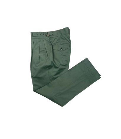 (product) Green Cotton Gurkha Trousers - custom suits nyc bespoke tailor midtown, noho