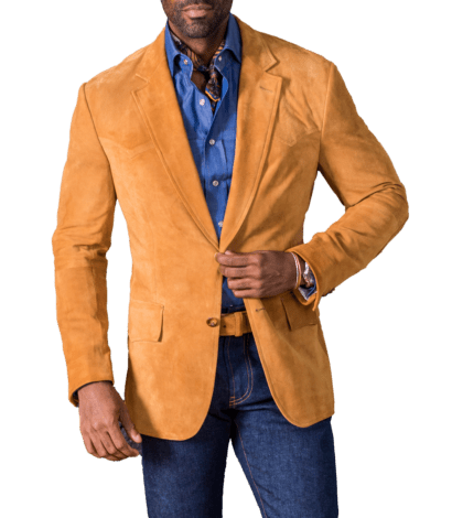 Medium Brown Lamb Suede Western Jacket - custom suits nyc bespoke tailor midtown, noho