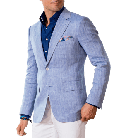 Blue and White Herringbone Sport Coat - custom suits nyc bespoke tailor midtown, noho