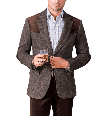 (product) Brown Herringbone Western Jacket - custom suits nyc bespoke tailor midtown, noho