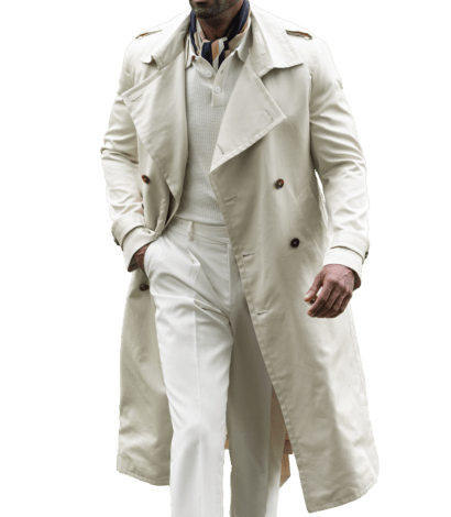 (product) Cream Cotton Trench Coat w/ Removable Lining - custom suits nyc bespoke tailor midtown, noho