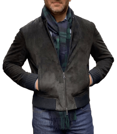 Black Lamb Suede Bomber - custom suits nyc bespoke tailor midtown, noho