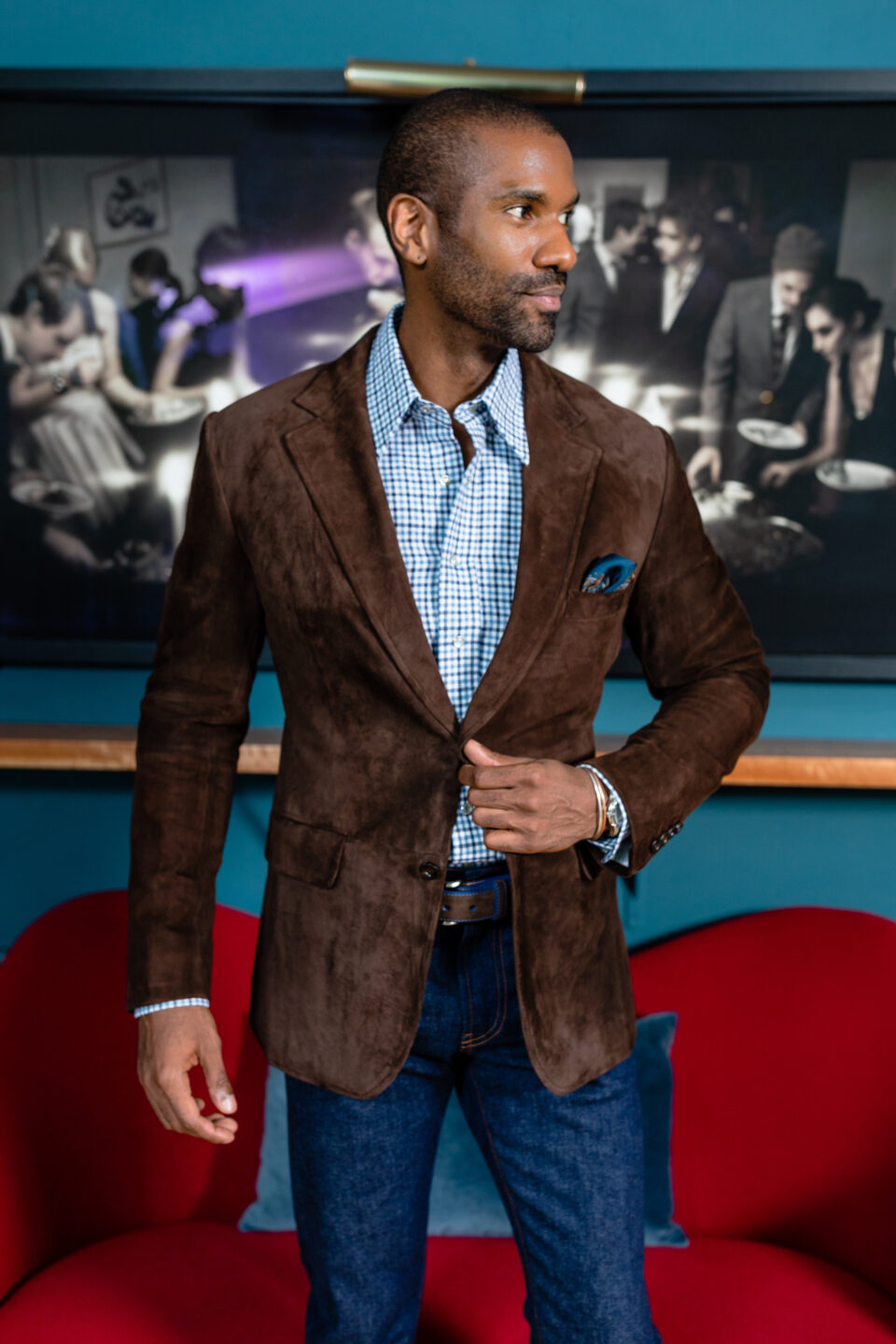 (product) Dk Brown Lamb Suede Sport Coat - custom suits nyc bespoke tailor midtown, noho
