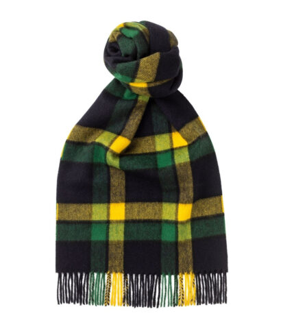 Knotted Chatham Navy, Mid Green & Yellow Modern Tartan Classic Cashmere Scarf - custom suits nyc bespoke tailor midtown, noho