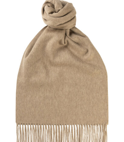 (product) Fawn Solid Wide Cashmere Scarf, Knotted - custom suits nyc bespoke tailor midtown, noho