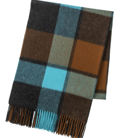 (product) Brown Three Colour Block Check Stole, Folded - custom suits nyc bespoke tailor midtown, noho
