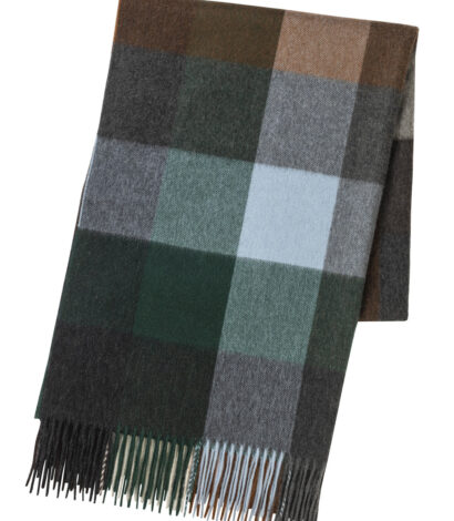 (product) Crocket Seven Colour Block Check Stole, Folded - custom suits nyc bespoke tailor midtown, noho
