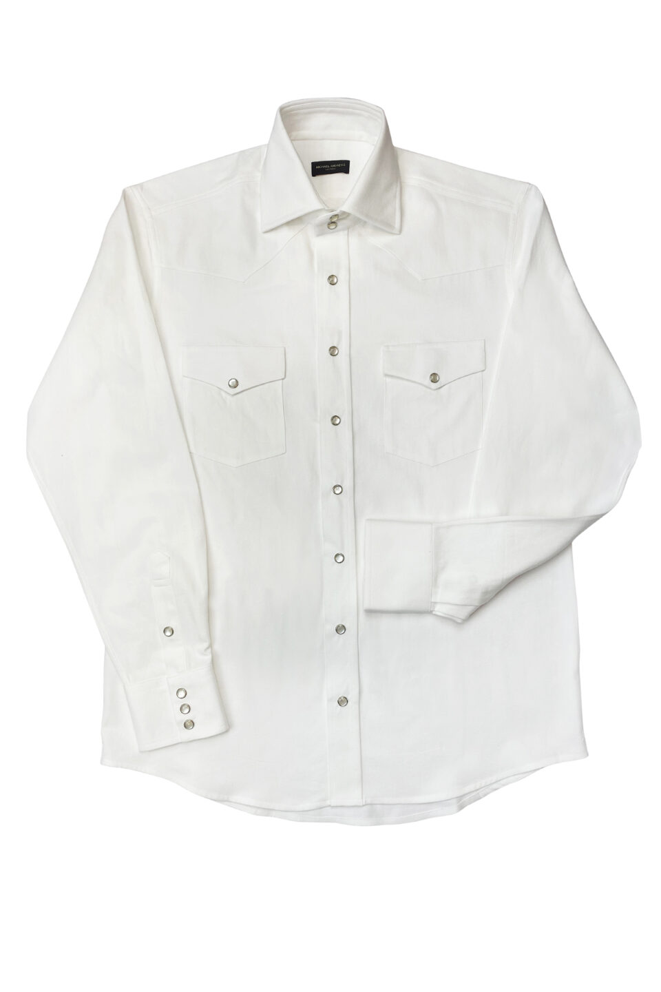 (product) White Heavyweight Denim Western Shirt - custom suits nyc bespoke tailor midtown, noho
