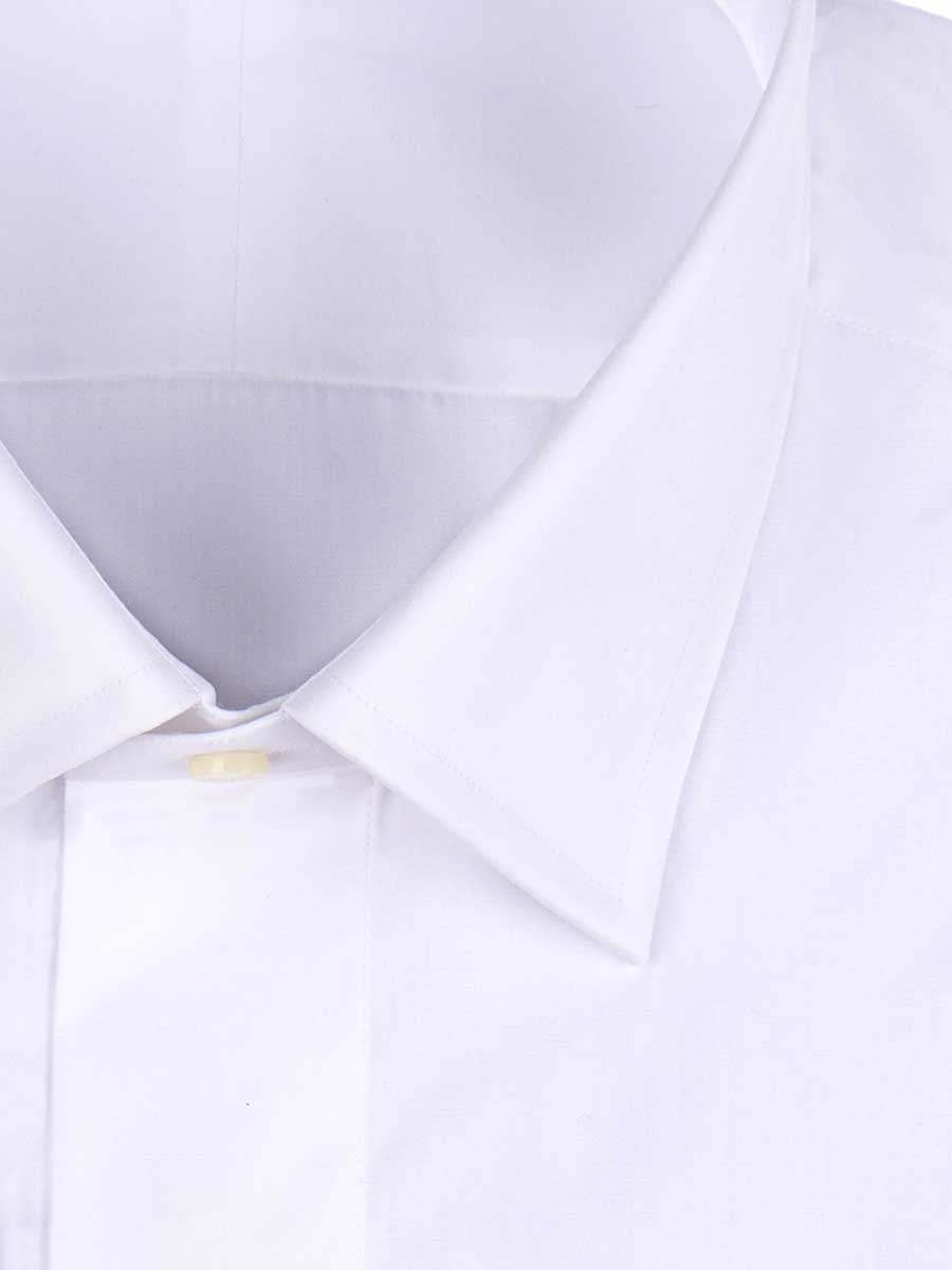 (product) White Poplin Fly Front Traditional Collar Formal Shirt - custom suits nyc bespoke tailor midtown, noho