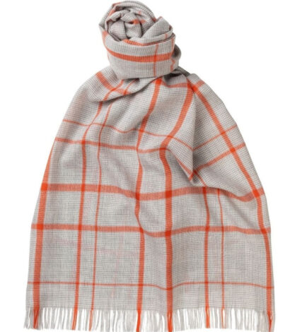 (product) Grey Lightweight Merino Semi-Plain Scarf, Knotted - custom suits nyc bespoke tailor midtown, noho
