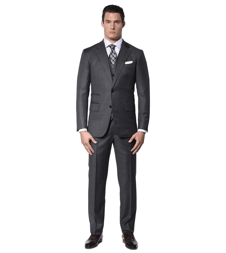 Grey Sharkskin Bespoke Suit - Front View - custom suits nyc bespoke tailor midtown, noho