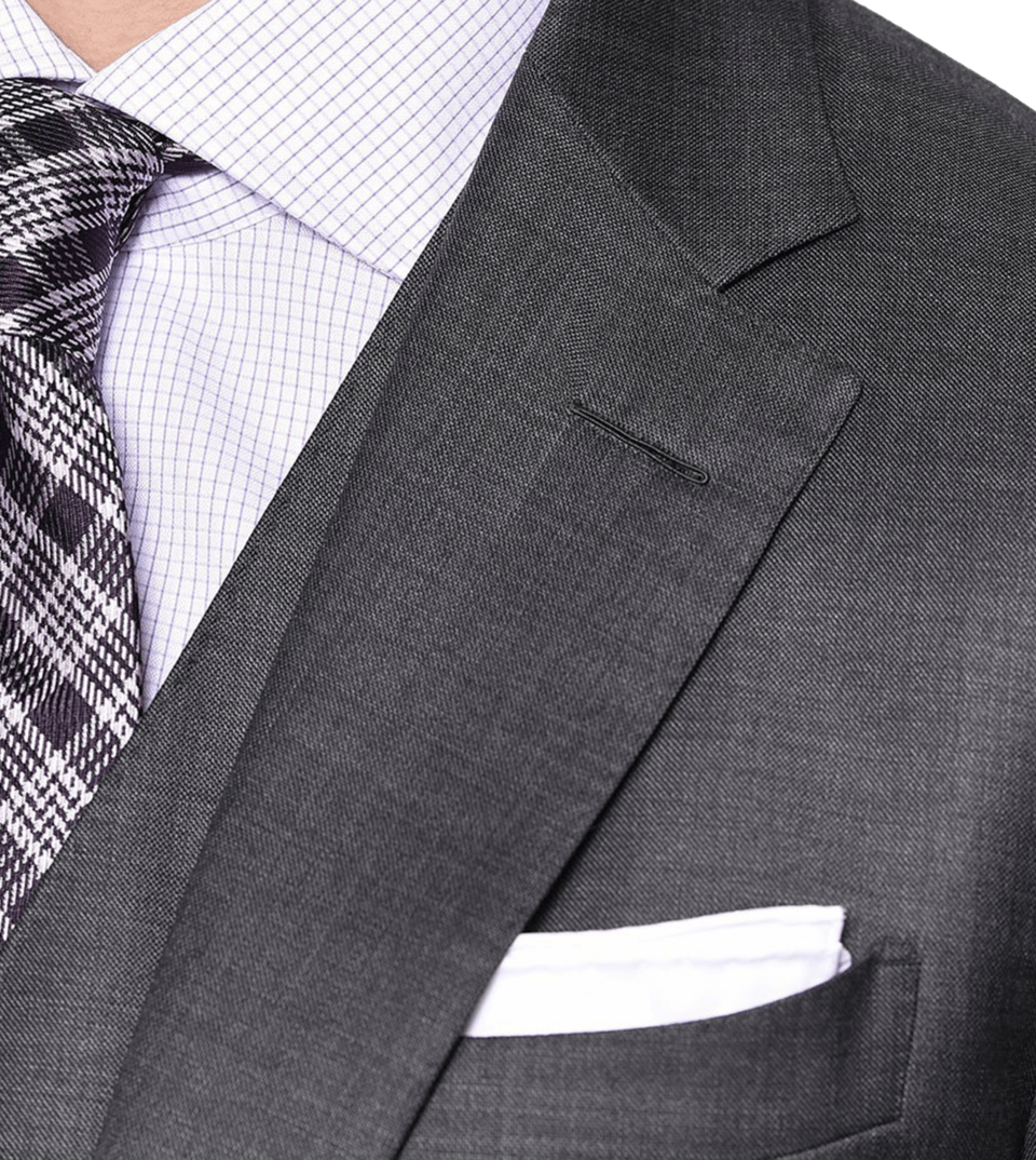Grey Sharkskin Bespoke Suit - Lapel Detail - custom suits nyc bespoke tailor midtown, noho