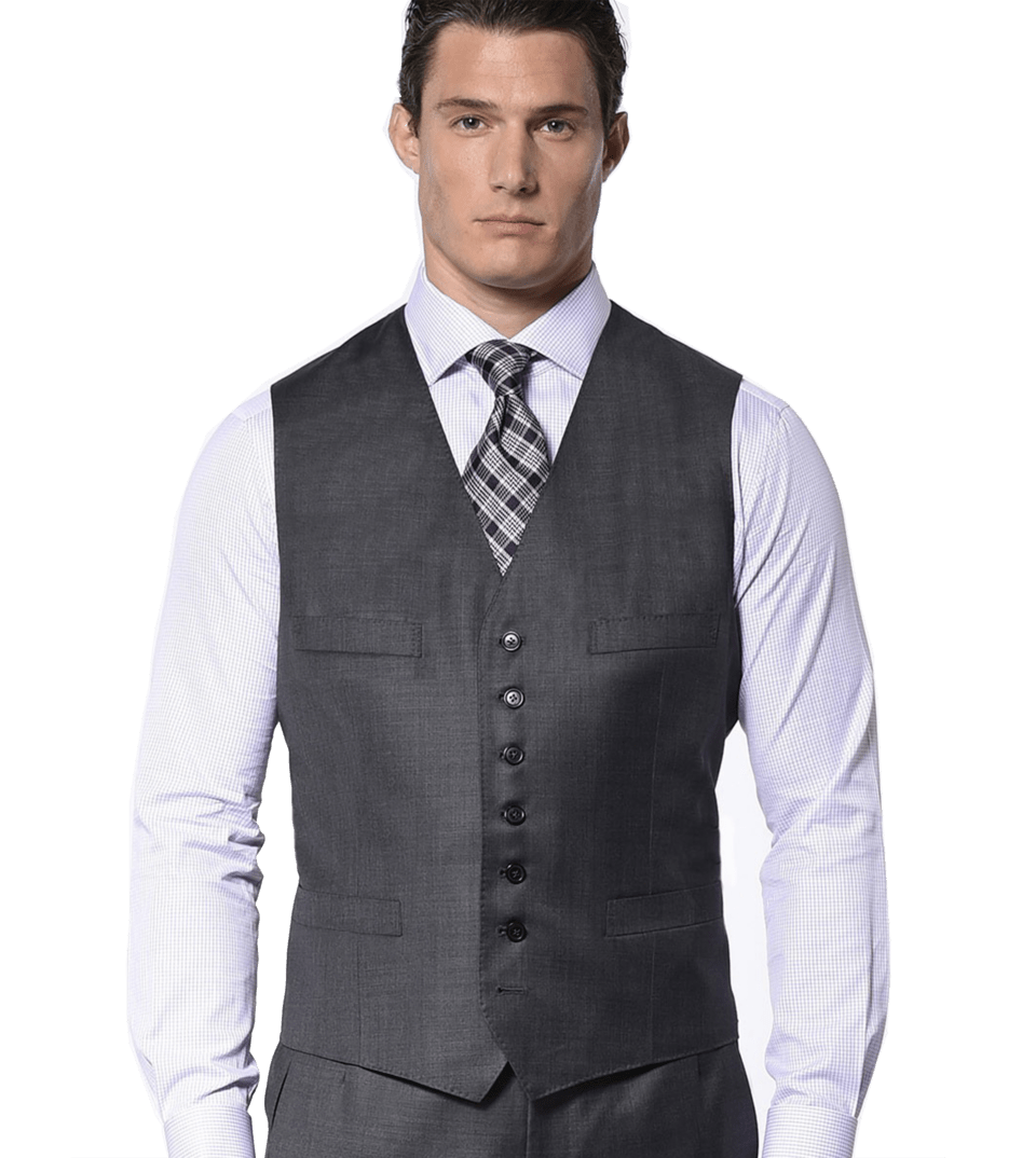 Grey Sharkskin Bespoke Suit Vest - custom suits nyc bespoke tailor midtown, noho
