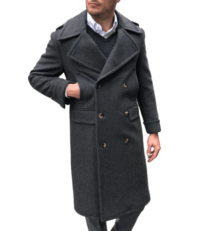 Charcoal Grey Great Coat - custom suits nyc bespoke tailor midtown, noho