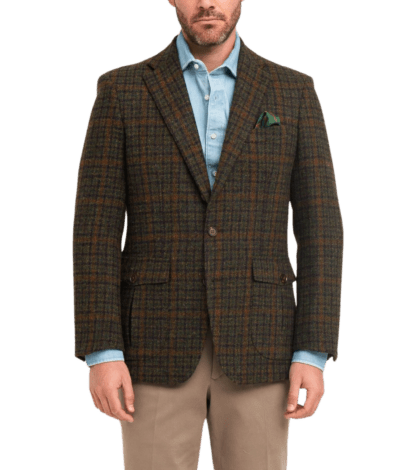 Michael Andrews Green Brown Tweed Check Sport Coat - custom suits nyc bespoke tailor midtown, noho