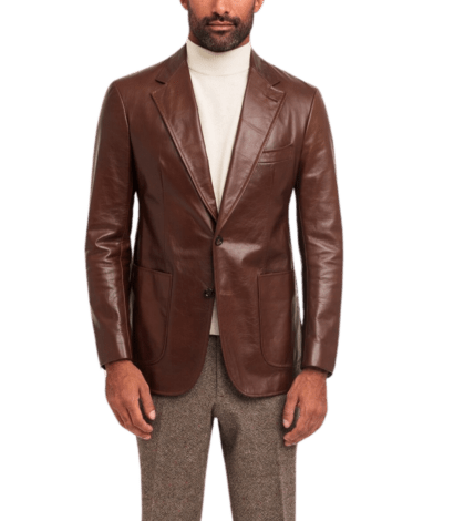 Michael Andrews Bespoke Medium Brown Leather Sport Coat - custom suits nyc bespoke tailor midtown, noho