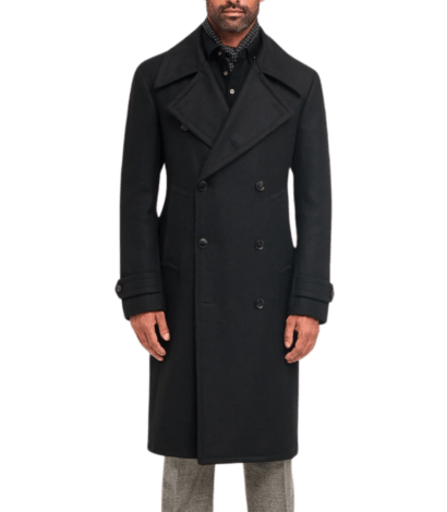 Michael Andrews Black Solid Great Coat - custom suits nyc bespoke tailor midtown, noho