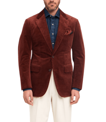 Rust Brown Cotton/Wool Stretch Corduroy Sport Coat - custom suits nyc bespoke tailor midtown, noho