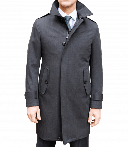 Loro Piana Solid Grey Twill Custom Storm Stopper Jacket - custom suits nyc bespoke tailor midtown, noho