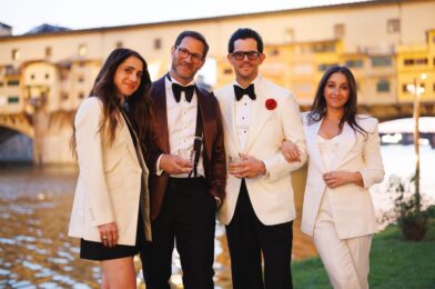 Groupshot of Michael, Cory, Dani and Ari at Pitti Uomo event - custom suits nyc bespoke tailor midtown, noho
