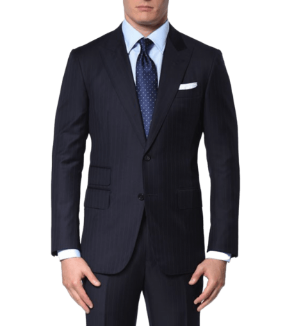 Navy Pinstripe Classic, two-button Bespoke Suit - custom suits nyc bespoke tailor midtown, noho