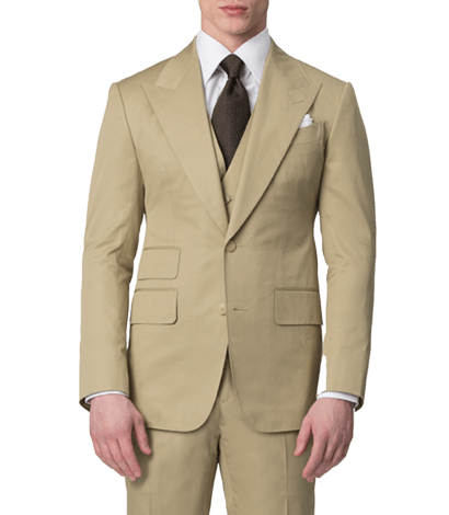 Khaki Cotton Bespoke Suit - custom suits nyc bespoke tailor midtown, noho