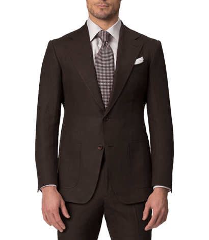 Dark Brown Linen Bespoke Suit - custom suits nyc bespoke tailor midtown, noho