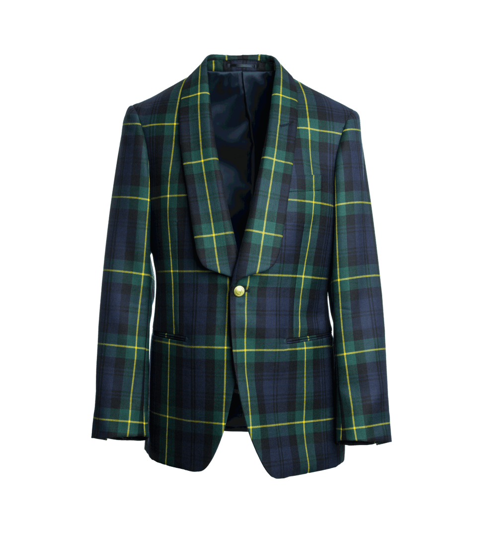 (product) Gordon Modern Tartan Plaid Dinner Jacket by He Spoke Style - custom suits nyc bespoke tailor midtown, noho