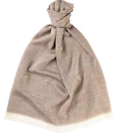 (product) Light Taupe The Whitby Cashmere Lightweight Stole, Knotted - custom suits nyc bespoke tailor midtown, noho