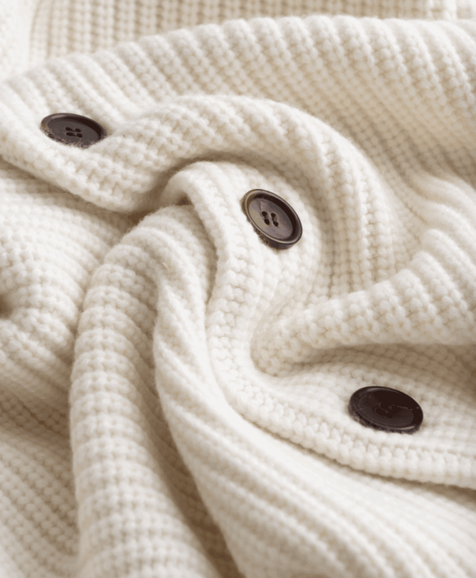 Close up of Beige Melange Heavy Gauge Merino Knit Blazer - custom suits nyc bespoke tailor midtown, noho