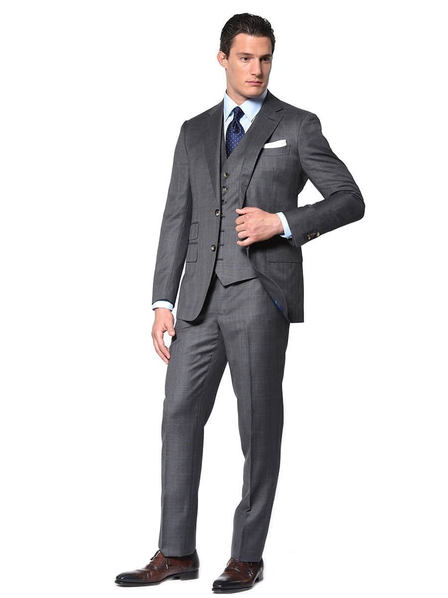 (product) Grey Glen Plaid Bespoke Suit - custom suits nyc bespoke tailor midtown, noho