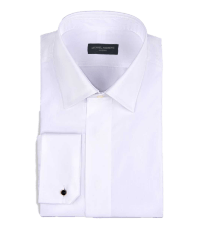 (product) White Poplin Fly Front, Traditional-Collar Formal Shirt - custom suits nyc bespoke tailor midtown, noho