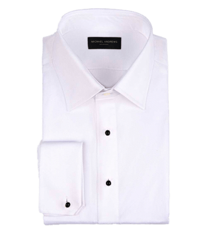 (product) White Pique, Stud-front, Classic-collar, Formal Shirt - custom suits nyc bespoke tailor midtown, noho