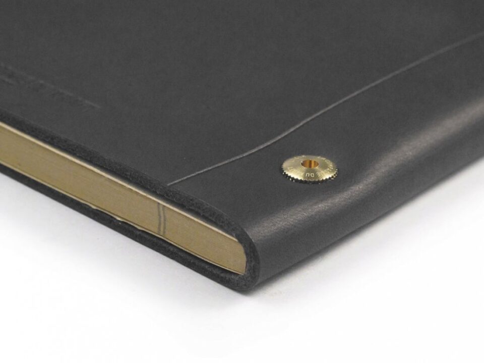 (product) Robusto Black La Compagnie du Kraft Leather Notebook - custom suits nyc bespoke tailor midtown, noho