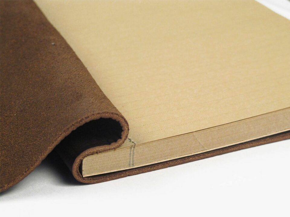 (product) Cohiba Dark Brown La Compagnie du Kraft Grained Leather Notebook - custom suits nyc bespoke tailor midtown, noho