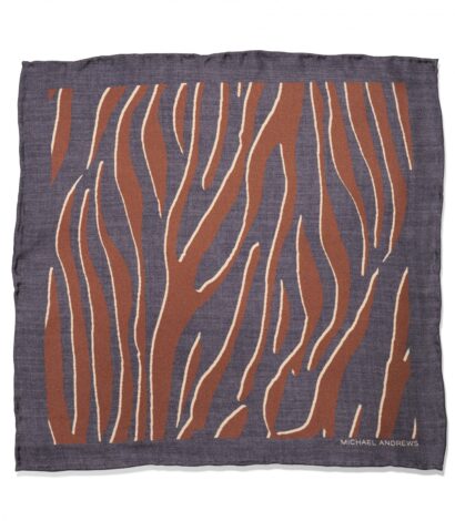 (product) Black, Brown & Ivory Tiger Print Pocket Square - custom suits nyc bespoke tailor midtown, noho