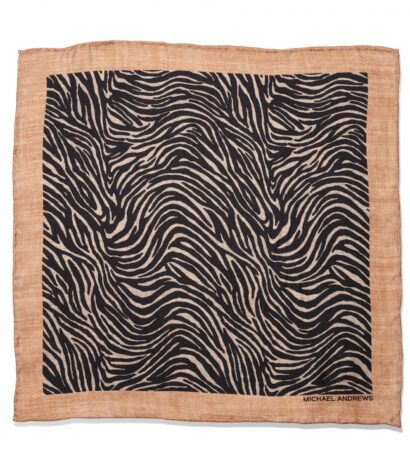(product) Black & Ivory Zebra Print Pocket Square - custom suits nyc bespoke tailor midtown, noho