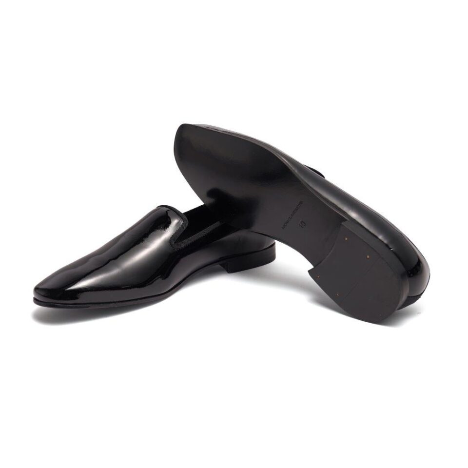 (product) Black Patent Slip-On Tuxedo Shoe - custom suits nyc bespoke tailor midtown, noho