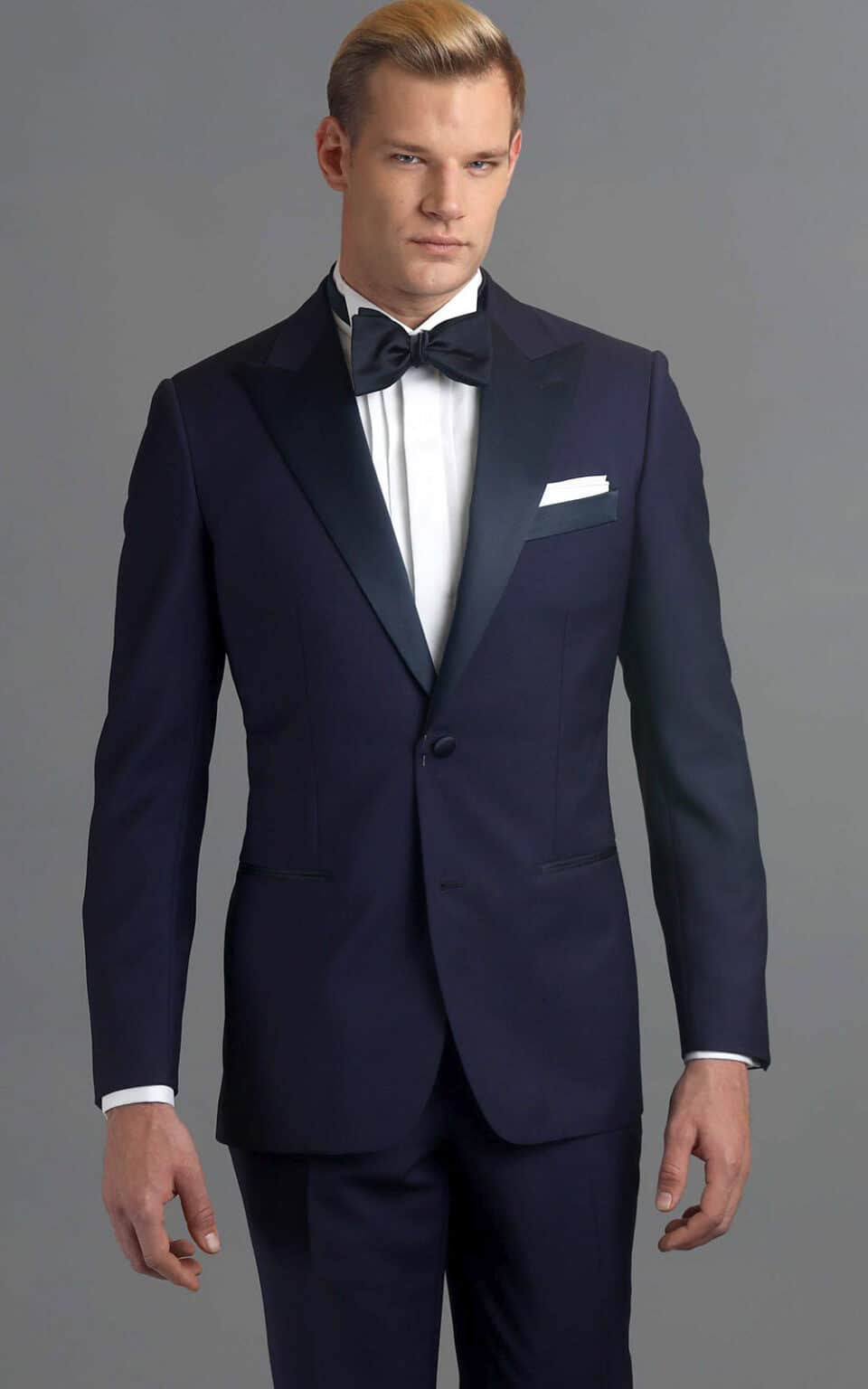(product) Royal Blue One-Button MTM Tuxedo with Navy Satin Trim - custom suits nyc bespoke tailor midtown, noho