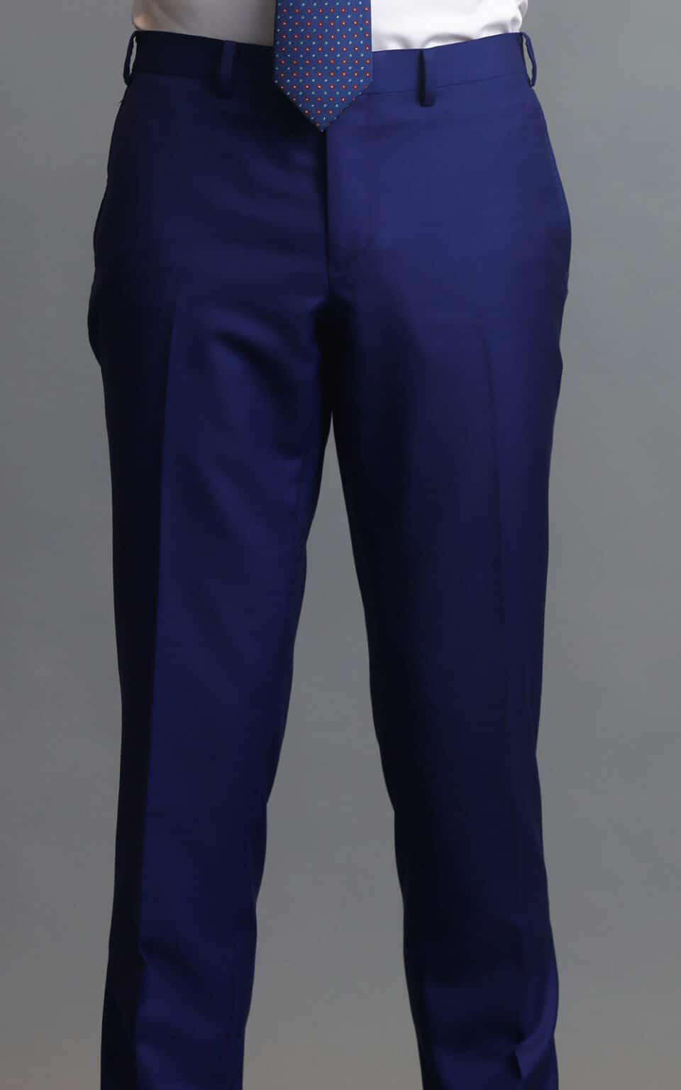 (product) Royal Blue MTM Suit Trousers, front view - custom suits nyc bespoke tailor midtown, noho
