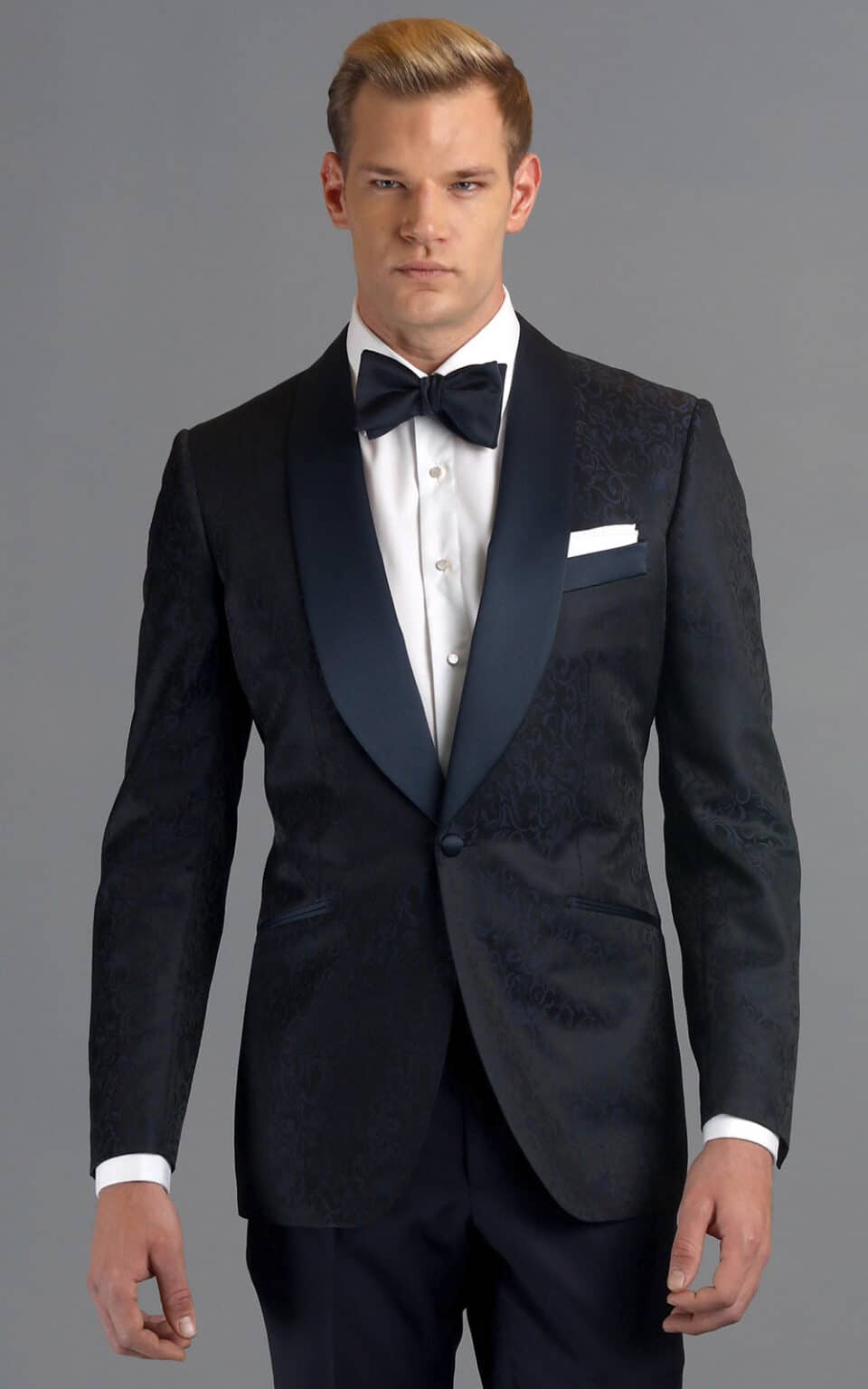 (product) Blue Floral Jacquard One-Button MTM Dinner Jacket - custom suits nyc bespoke tailor midtown, noho