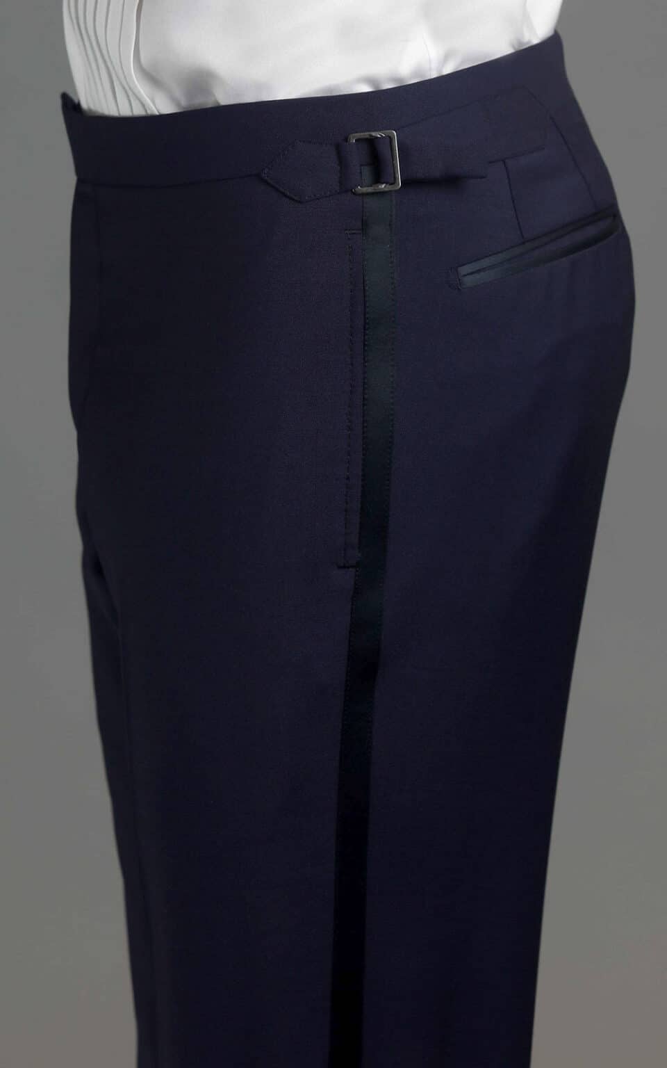 Close-up of Royal Blue Tuxedo Pants featuring a tailored fit - custom suits nyc bespoke tailor midtown, noho