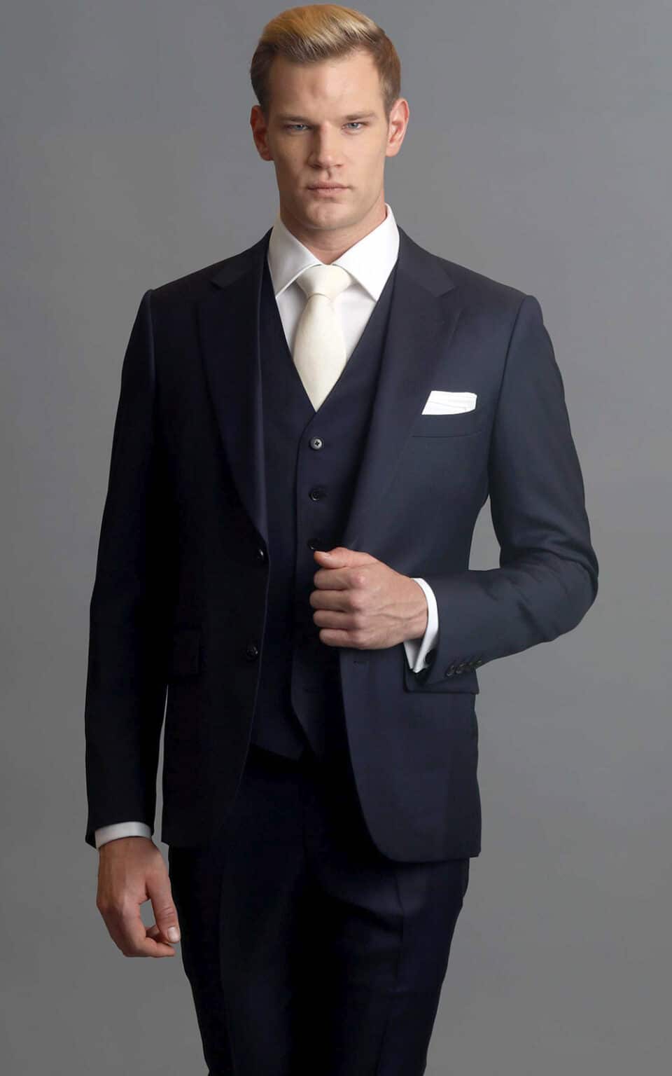 (product) Navy Blue Twill MTM Suit - custom suits nyc bespoke tailor midtown, noho