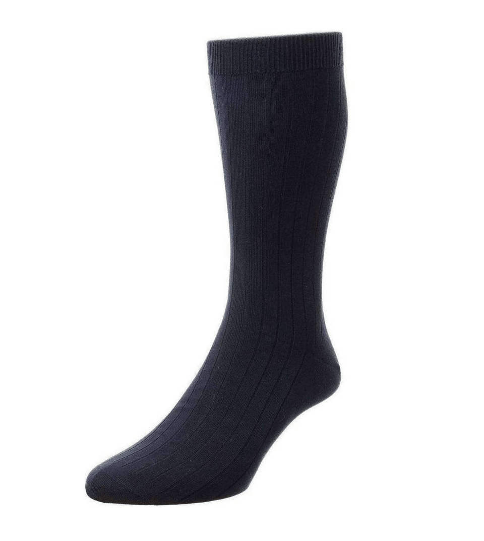 (product) Pantherella Highbury Wool Houndstooth Mid-Calf Socks - Navy - custom suits nyc bespoke tailor midtown, noho