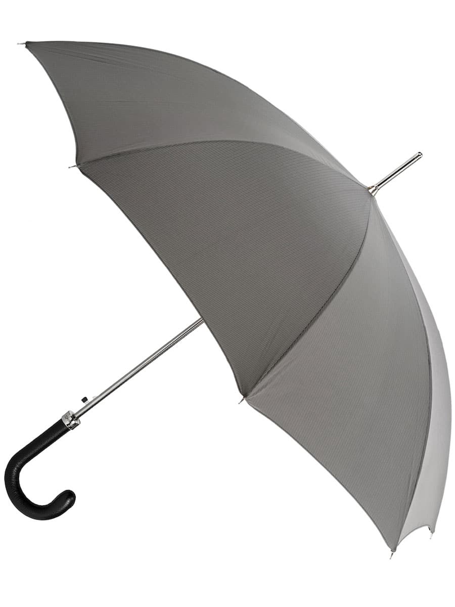 (product) Grey Umbrella with Leather Handle, Open view - custom suits nyc bespoke tailor midtown, noho