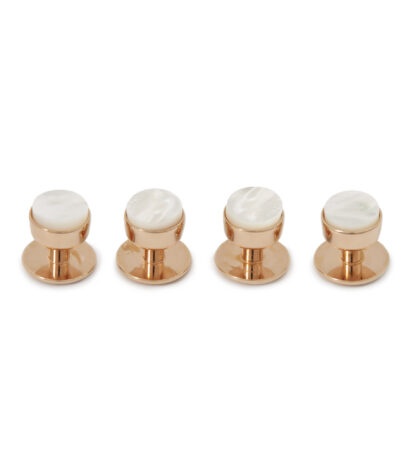 (product) Mother of Pearl Tuxedo Studs (Rose Gold) - custom suits nyc bespoke tailor midtown, noho