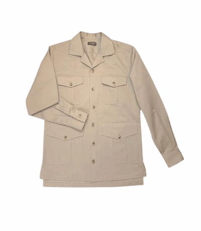 Custom Khaki Heavy Duty Cotton Safari Shirt Jacket by Michael Andrews - custom suits nyc bespoke tailor midtown, noho